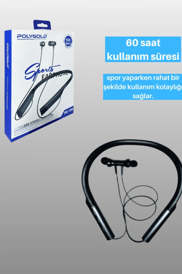 Polygold PG-100 Bluetooth Kulaklık – Ergonomik Boyun Bantlı Tasarım, Net Ses ve Konfor