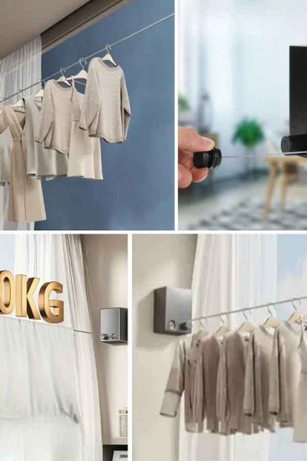 Pratik Geri Çekilebilir Çamaşır İpi