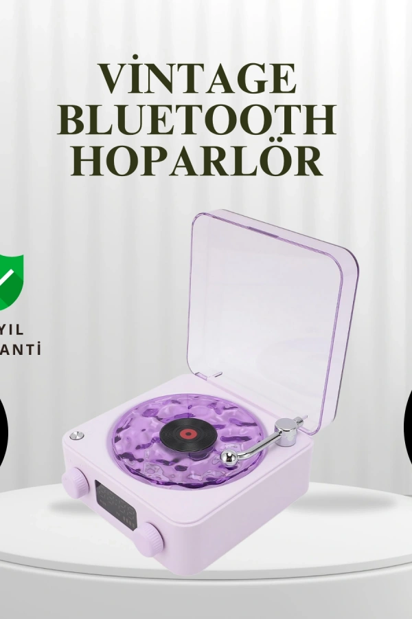 Projektörlü Gece Lambalı Retro Hoparlör – Taşınabilir Bluetooth Speaker