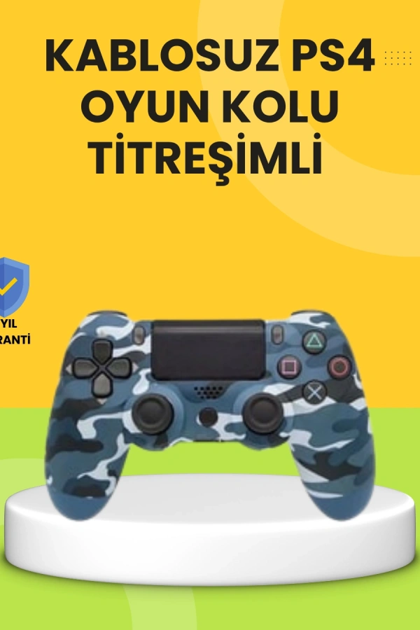 PS4 Uyumlu Kablosuz Oyun Kolu Ergonomik Çift Titreşimli