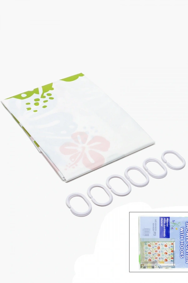 PVC Duş Perdesi - Çift Kanatlı - 12 Halkalı - 90x180 cm