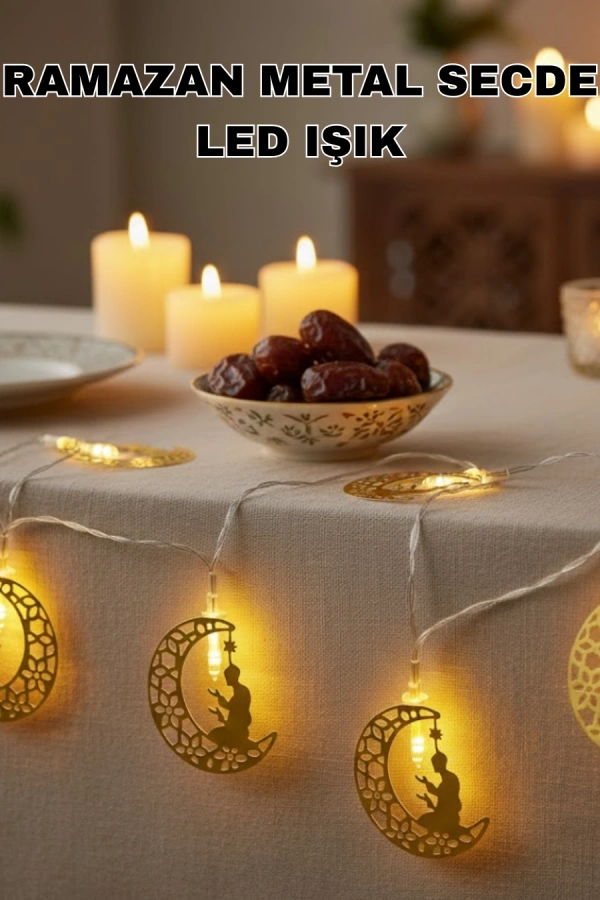 Ramazan Temalı Ay İçinde Secde Eden Adam LED Peri Işığı