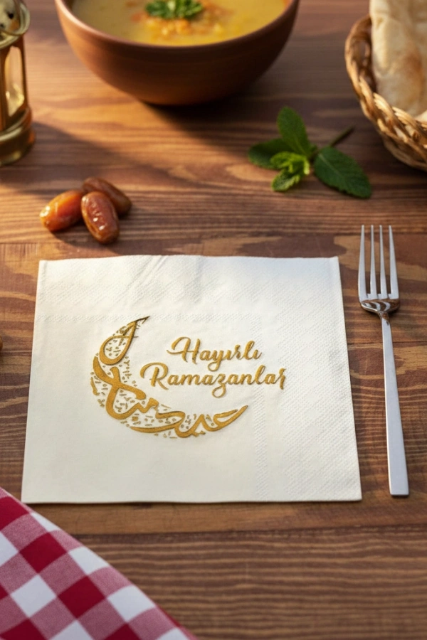 Ramazan Temalı Yaldız Baskılı Peçete