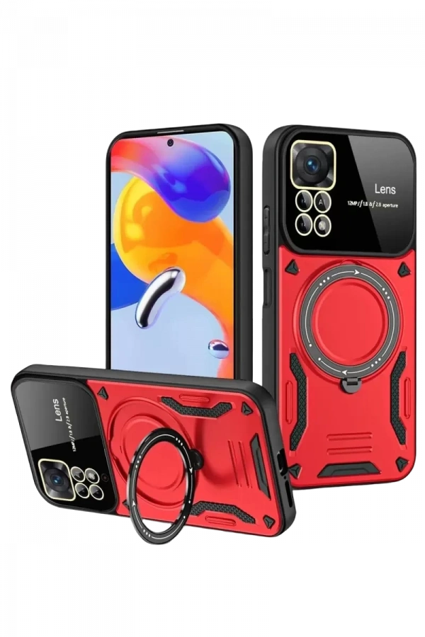 Realme 11 Pro Plus Joy Lens Standlı Kapak - Kırmızı