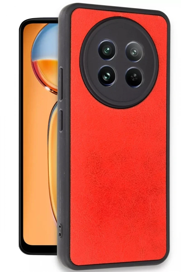 Realme 12 5G Kılıf Aras Deri Kapak - Kırmızı