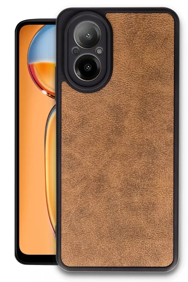 Realme 12 Lite Kılıf Aras Deri Kapak - Taba
