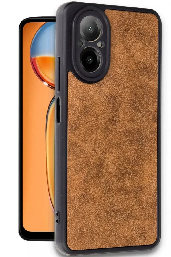 Realme 12 Lite Kılıf Aras Deri Kapak - Taba