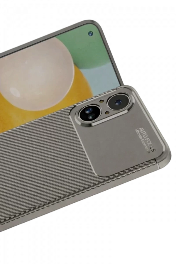 Realme 12 Lite Kılıf Auto Focus Karbon Kapak - Gri