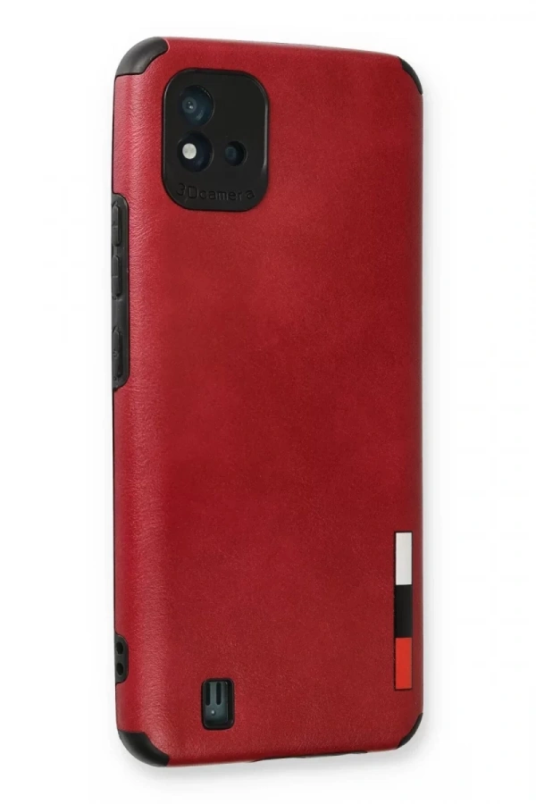 Realme C11 2021 Kılıf Loop Deri Silikon - Kırmızı