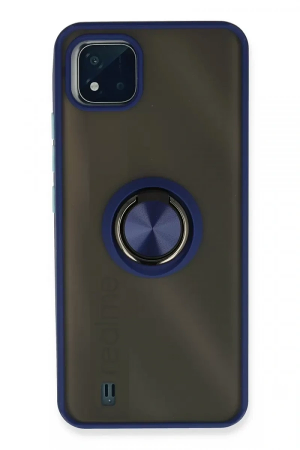 Realme C11 2021 Kılıf Montreal Yüzüklü Silikon Kapak - Lacivert