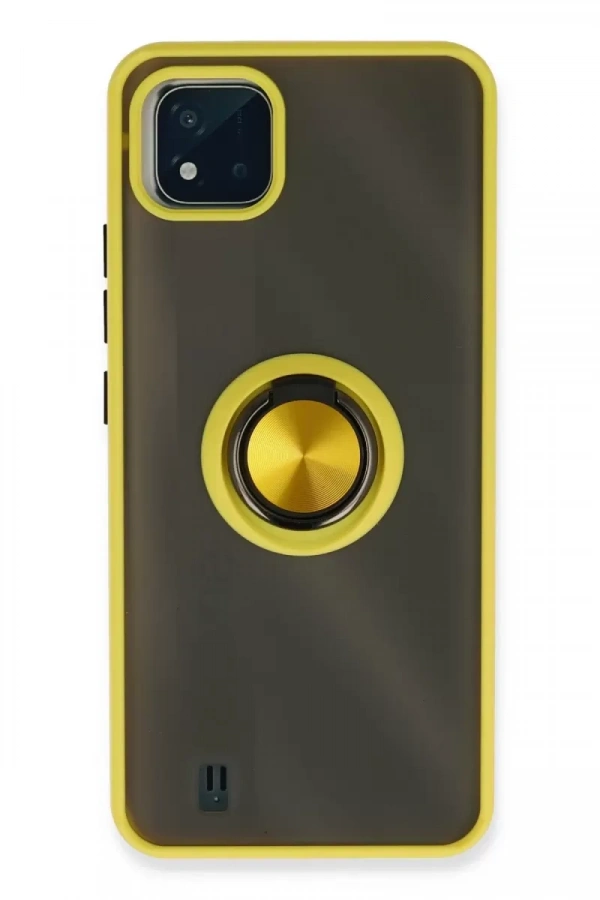 Realme C11 2021 Kılıf Montreal Yüzüklü Silikon Kapak - Sarı