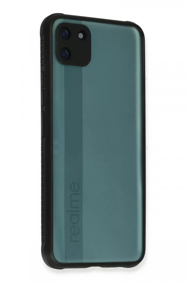 Realme C11 Kılıf Miami Şeffaf Silikon - Siyah