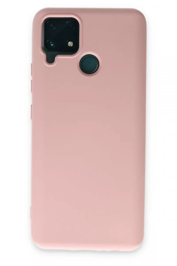 Realme C15 Kılıf Nano içi Kadife Silikon - Pudra
