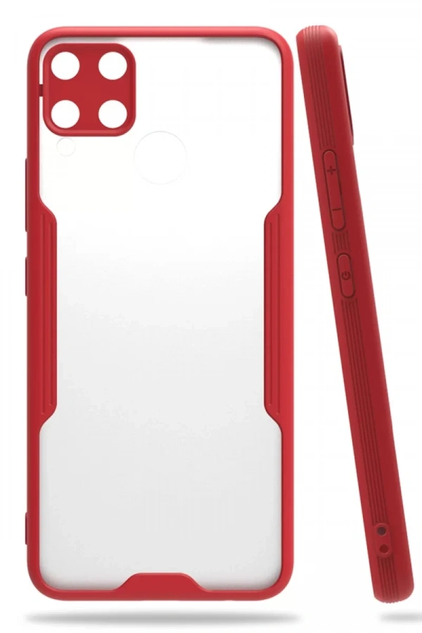 Realme C15 Kılıf Platin Silikon - Kırmızı
