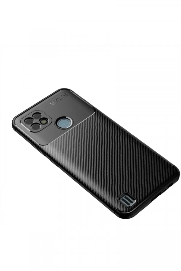 Realme C21 Kılıf Auto Focus Karbon Kapak - Siyah