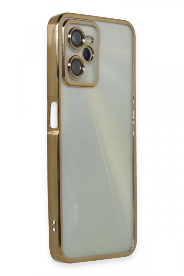 Realme C35 Kılıf Lensli Silikon - Gold