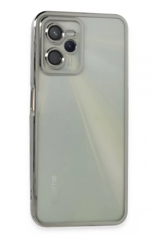 Realme C35 Kılıf Lensli Silikon - Gümüş
