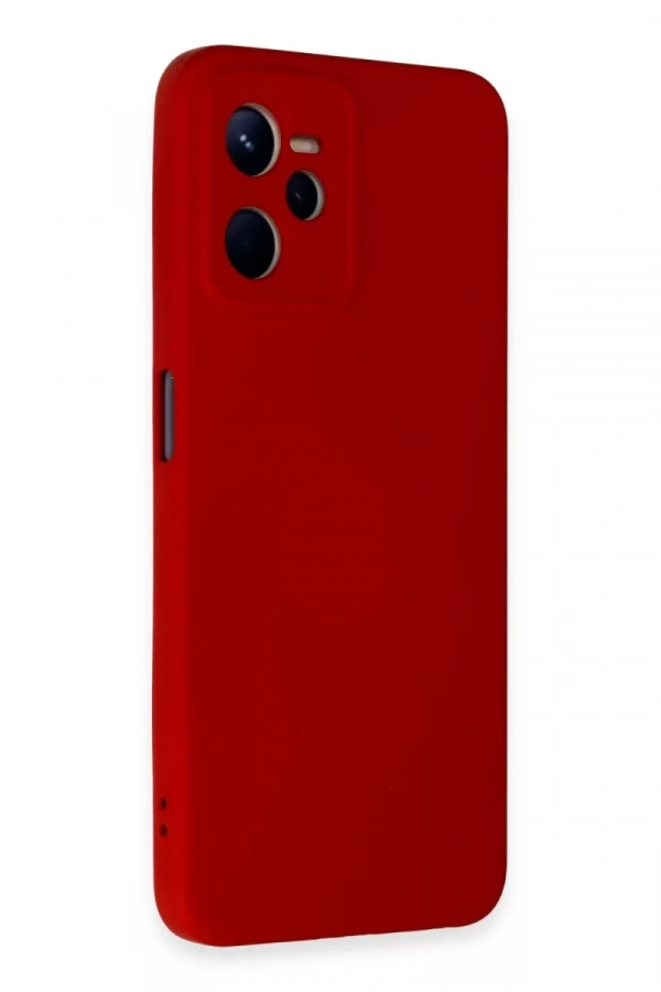 Realme C35 Kılıf Nano içi Kadife Silikon - Kırmızı
