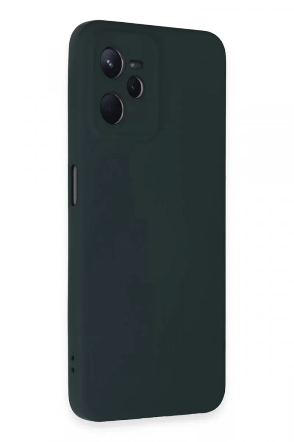 Realme C35 Kılıf Nano içi Kadife Silikon - Koyu Yeşil