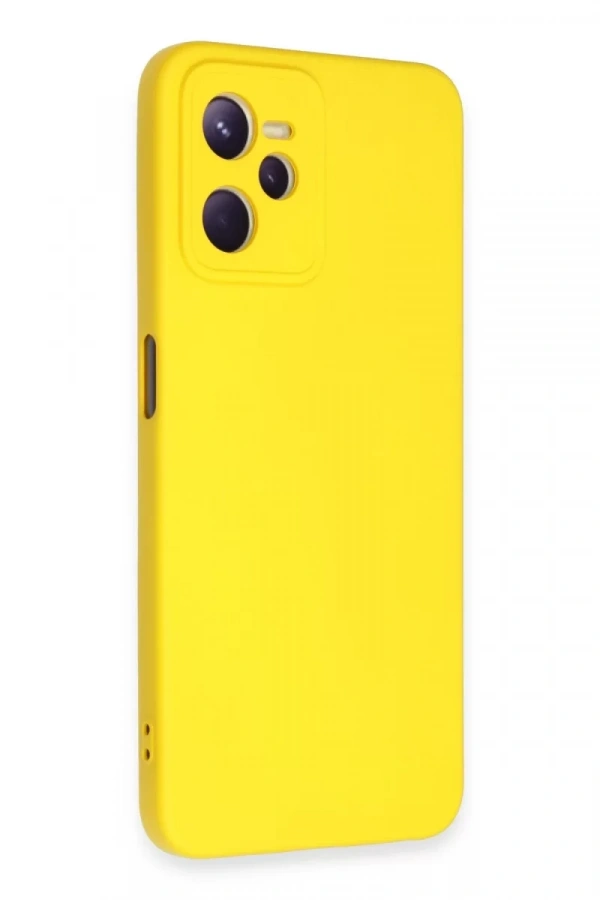 Realme C35 Kılıf Nano içi Kadife Silikon - Sarı