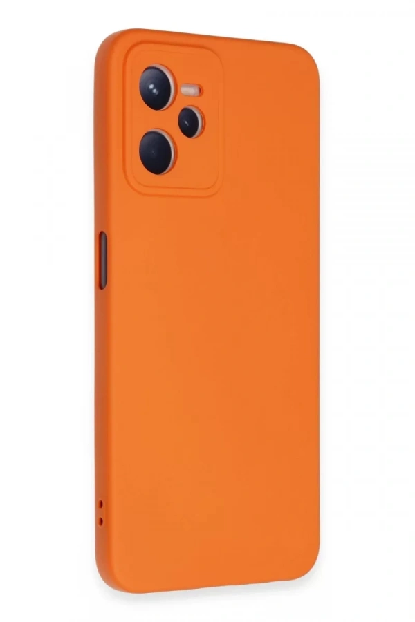 Realme C35 Kılıf Nano içi Kadife Silikon - Turuncu