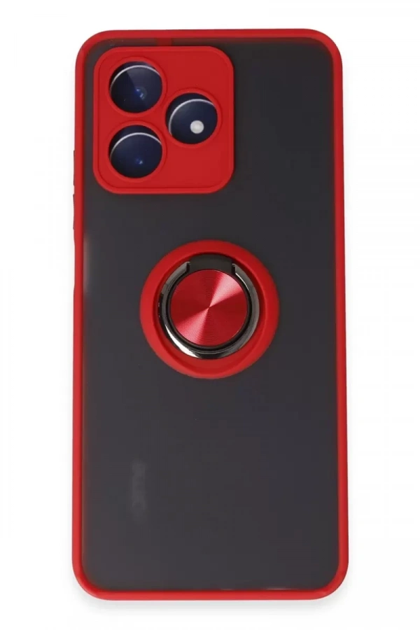 Realme C53 Kılıf Montreal Yüzüklü Silikon Kapak - Kırmızı