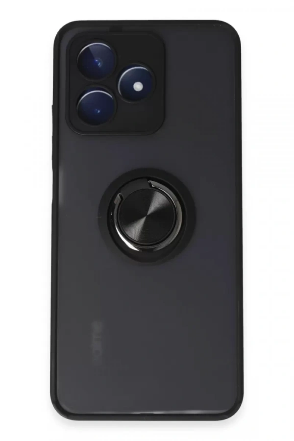 Realme C53 Kılıf Montreal Yüzüklü Silikon Kapak - Siyah