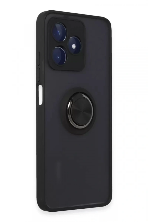 Realme C53 Kılıf Montreal Yüzüklü Silikon Kapak - Siyah