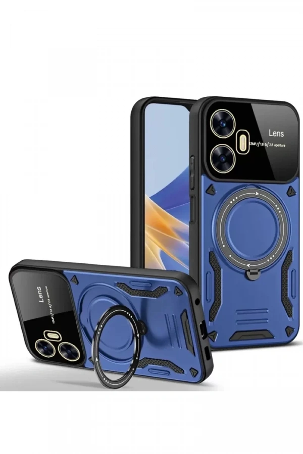 Realme C55 Kılıf Joy Lens Standlı Kapak - Lacivert