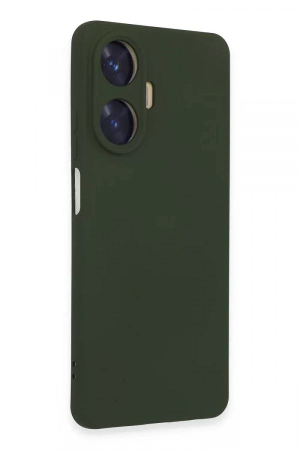 Realme C55 Kılıf Nano içi Kadife Silikon - Koyu Yeşil