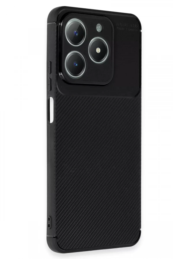 Realme C61 Kılıf Auto Focus Karbon Kapak - Siyah