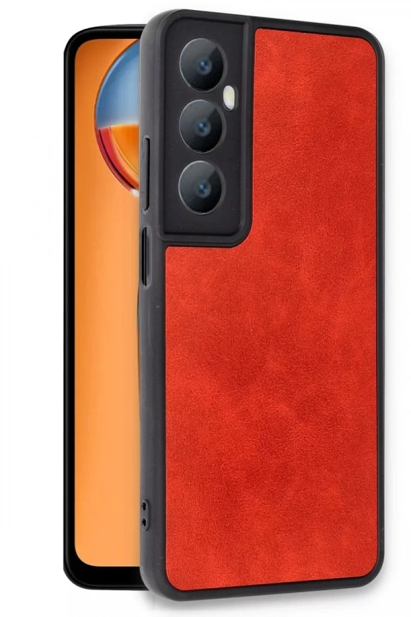 Realme C65 Kılıf Aras Deri Kapak - Kırmızı