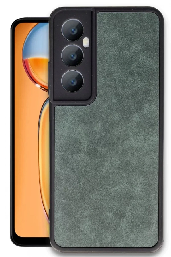 Realme C65 Kılıf Aras Deri Kapak - Koyu Yeşil