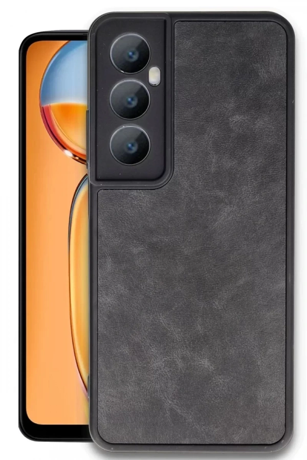 Realme C65 Kılıf Aras Deri Kapak - Siyah