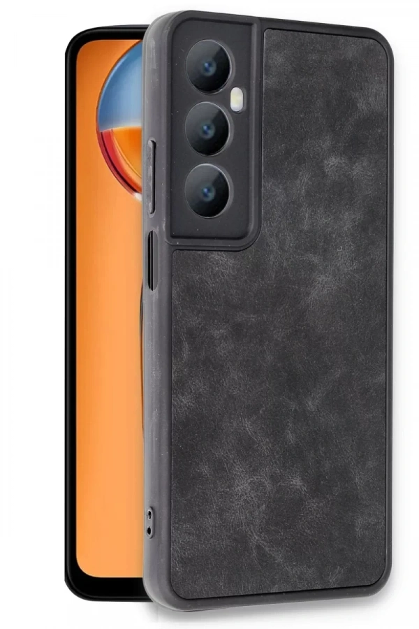 Realme C65 Kılıf Aras Deri Kapak - Siyah
