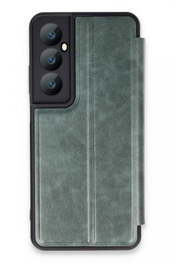 Realme C65 Kılıf Flip Cover - Koyu Yeşil