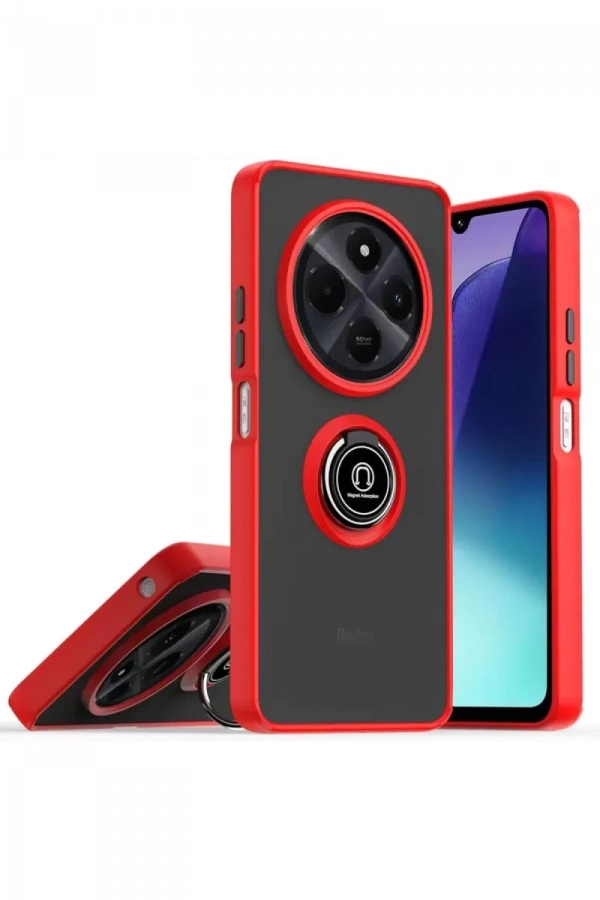 Realme C75 4G Kılıf Montreal Yüzüklü Silikon Kapak - Kırmızı