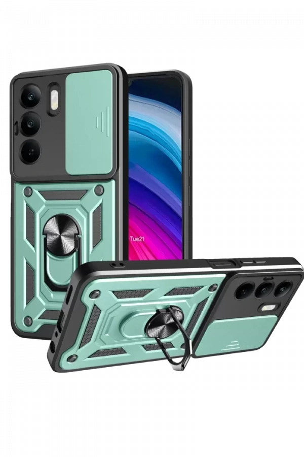 Realme C75 4G Kılıf Pars Lens Yüzüklü Silikon - Yeşil