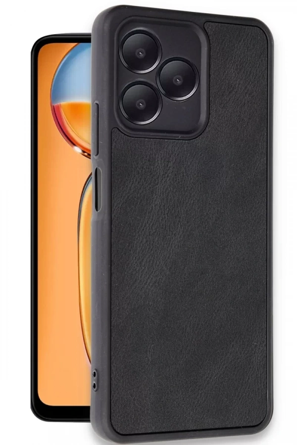 Realme Note 50 4G Kılıf Aras Deri Kapak - Siyah