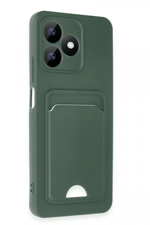 Realme Note 50 4G Kılıf Kelvin Kartvizitli Silikon - Koyu Yeşil
