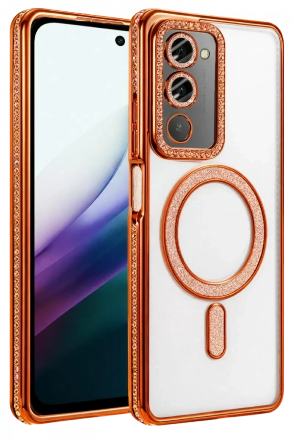 Redmi 15 4G Joke Simli Magneticsafe Kılıf - Turuncu