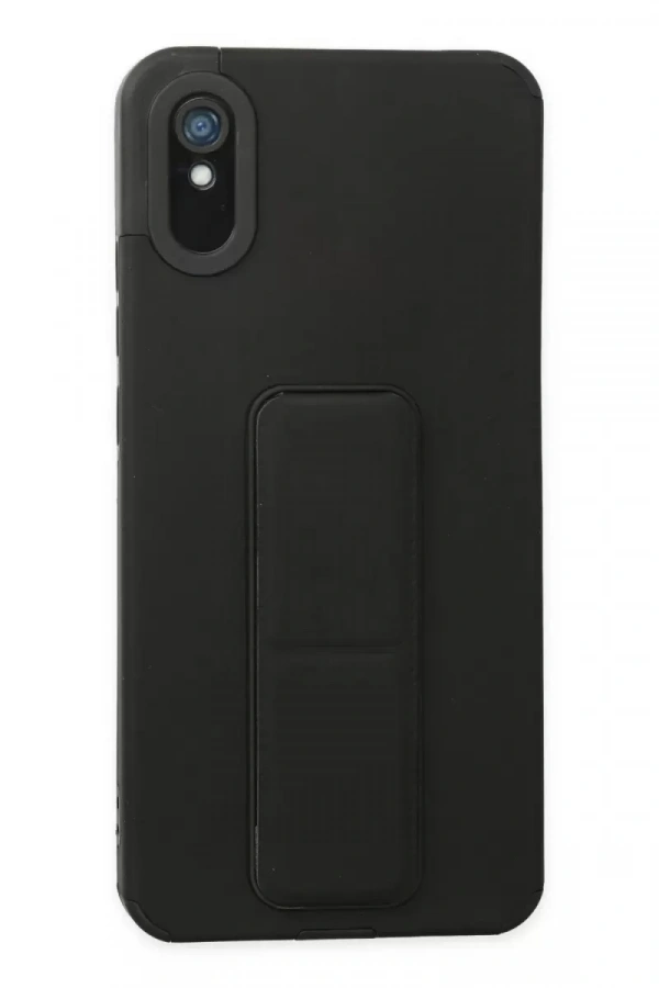 Redmi 9A Kılıf Mega Standlı Silikon - Siyah