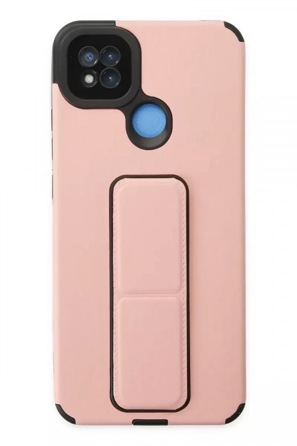 Redmi 9C Kılıf Mega Standlı Silikon - Pudra