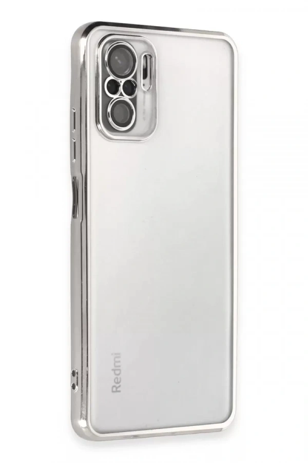 Redmi Note 10 Kılıf Lensli Silikon - Gümüş