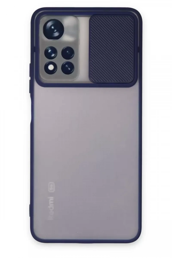 Redmi Note 11T Kılıf Palm Buzlu Kamera Sürgülü Silikon - Lacivert