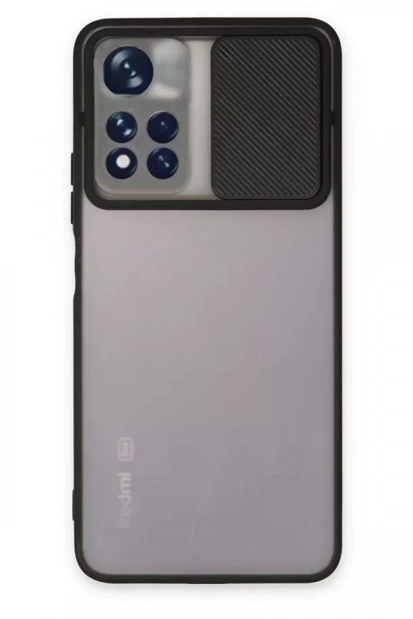 Redmi Note 11T Kılıf Palm Buzlu Kamera Sürgülü Silikon - Siyah