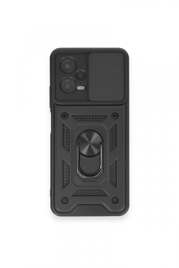 Redmi Note 12 4G Kılıf Pars Lens Yüzüklü Silikon - Siyah
