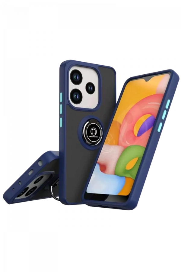 Redmi Note 14 4G Montreal Yüzüklü Silikon Kapak - Lacivert