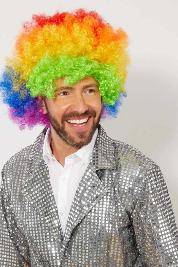 Rengarenk Kıvırcık Afro Bonus Peruk