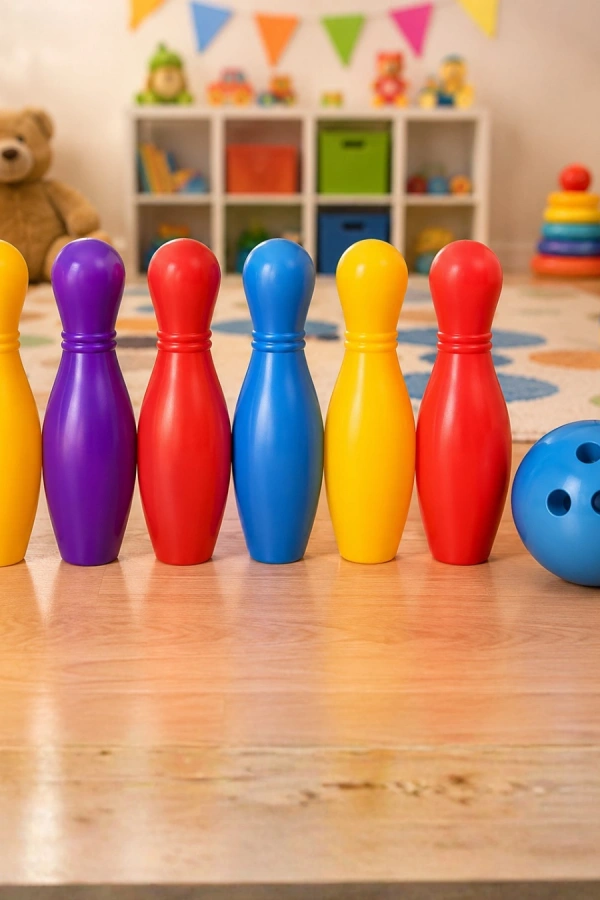 Renkli Çocuk Bowling Oyunu 6 Kukalı Eğitici Eğlence Seti
